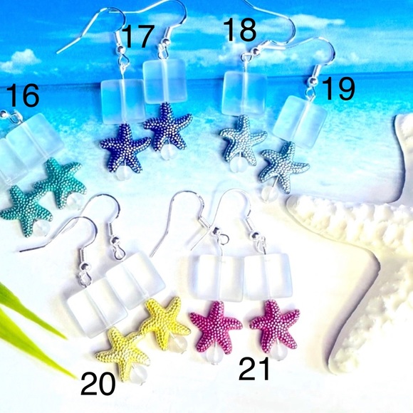 3/$20 Starfish and Frosted Glass Earrings - Pick Your Fave! - Picture 9 of 13